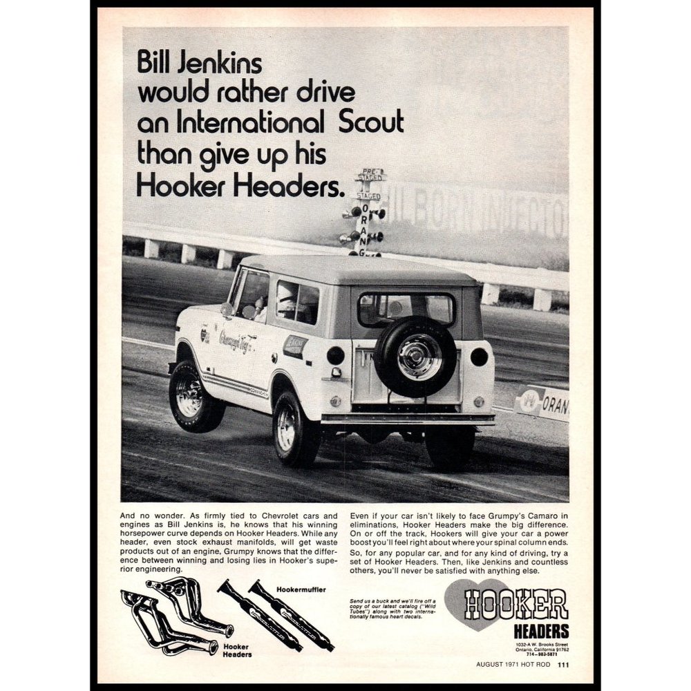 1971 International Scout SUV Hooker Headers Vintage Print Ad Muffler Wall Art